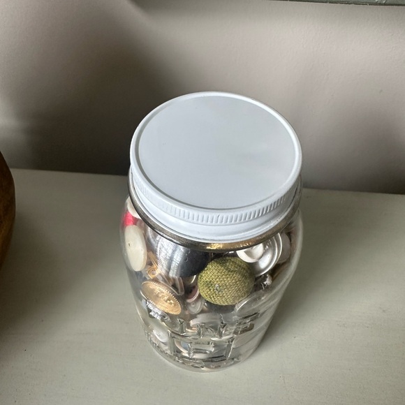 Antique buttons in pine mason jar - Picture 3 of 10